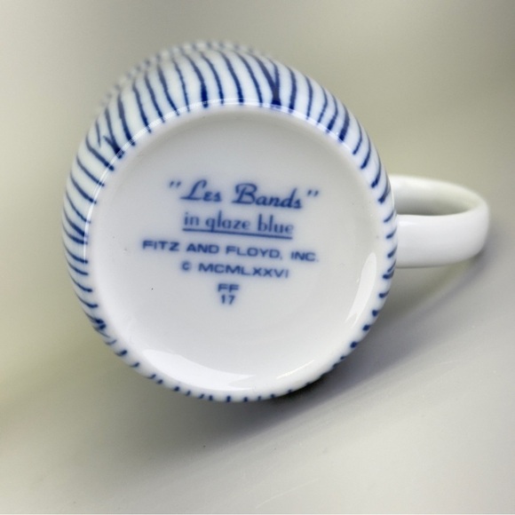 Vintage Fitz and Floyd Les Bands Porcelain
Blue and White Striped Mugs - Picture 10 of 10